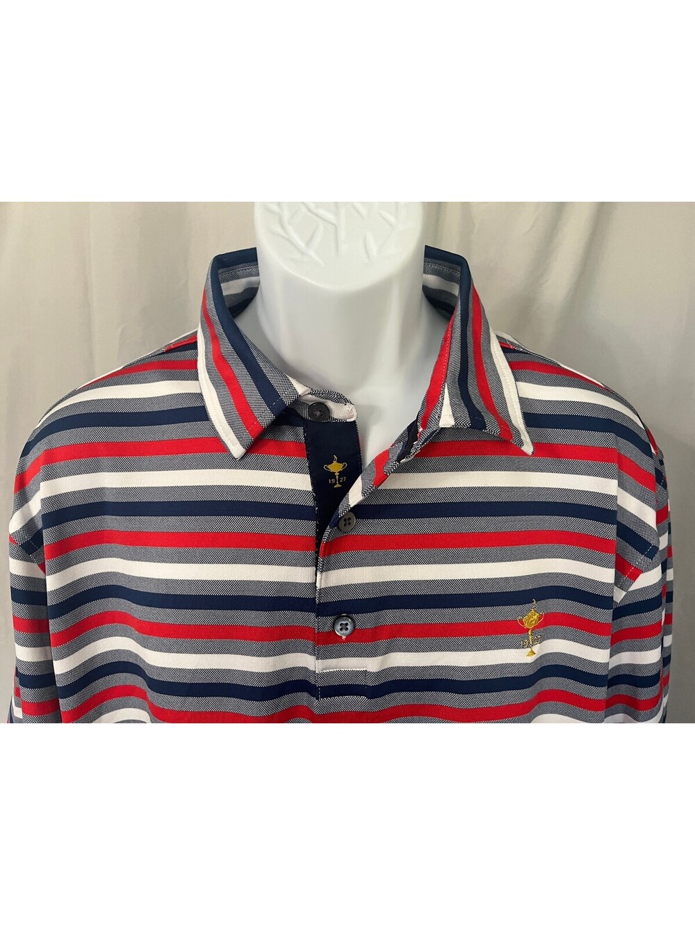 FootJoy FJ Men's Red White Blue Striped Ryder Cup s/s Golf Polo Shirt XL